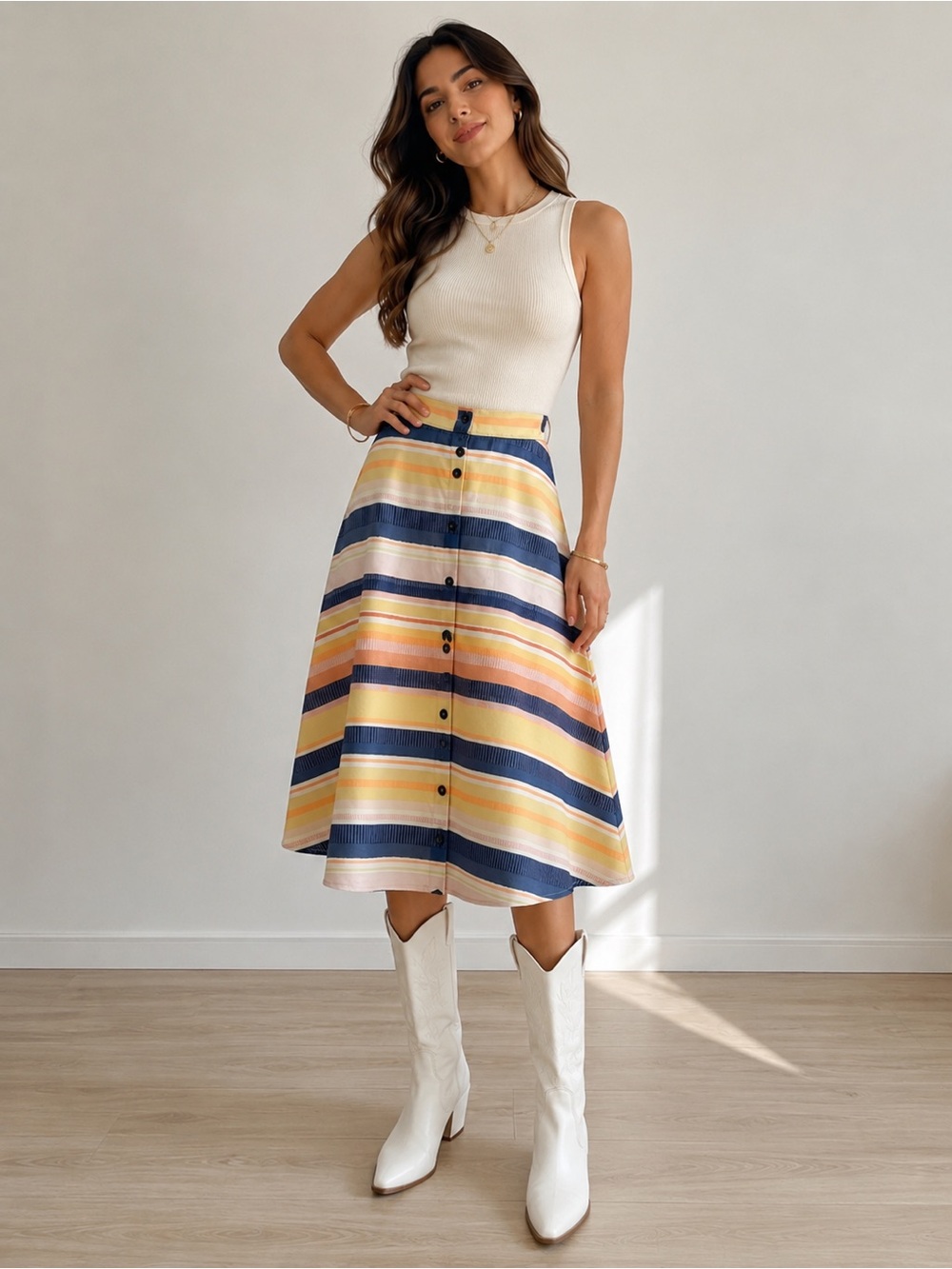 Antropologie Hutch pockets Striped A line Skirt Multi color